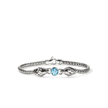 Naga Bracelet, Sterling Silver, Blue Topaz, Diamond 3.5MM|BUS604231SBTDI