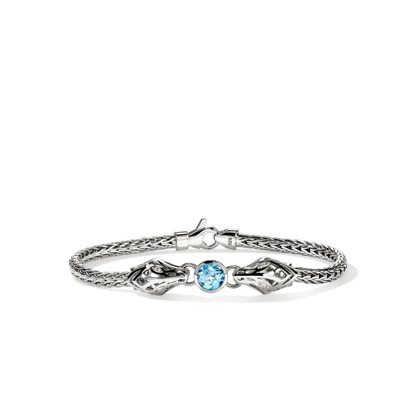 Naga Bracelet, Sterling Silver, Blue Topaz, Diamond 3.5MM