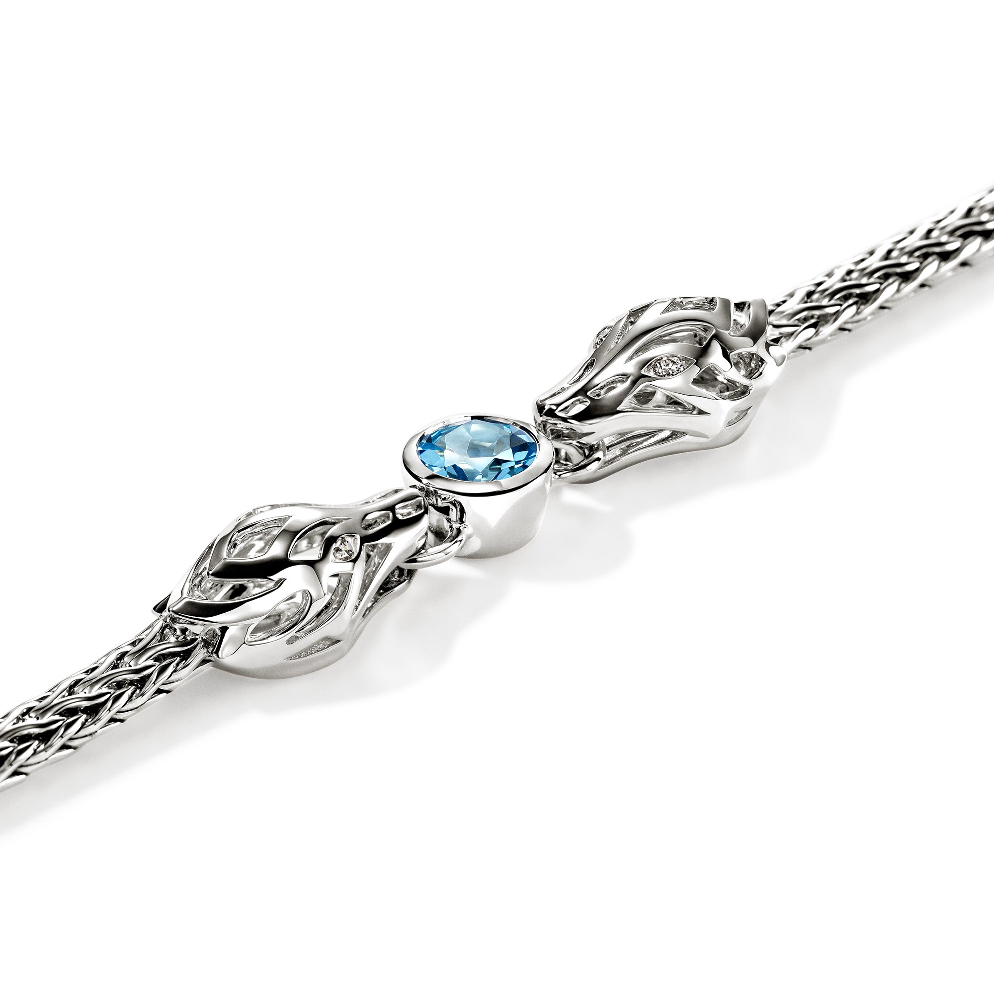 Naga Bracelet, Sterling Silver, Blue Topaz, Diamond 3.5MM