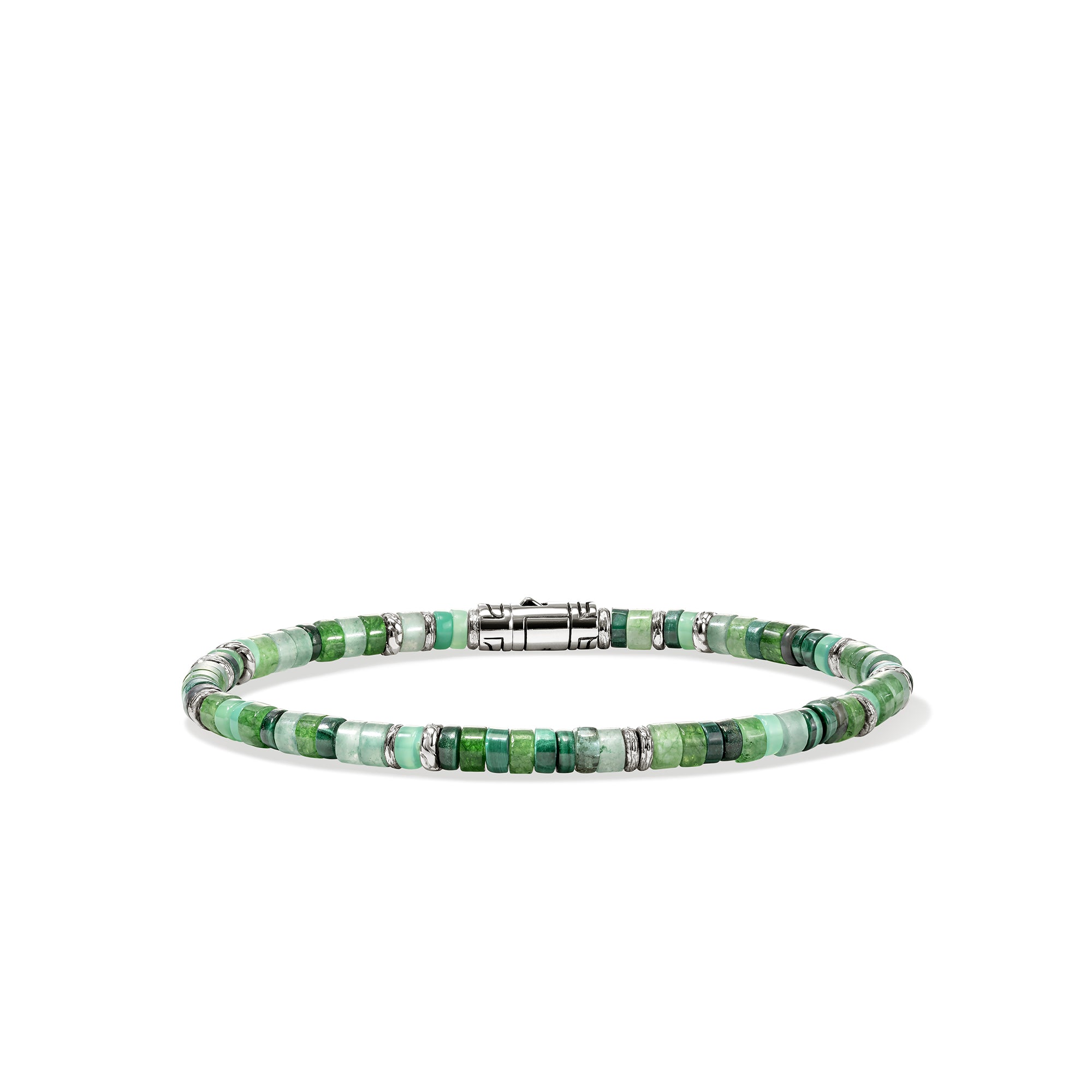 Heishi Bracelet, Hardstones, Emeralds, Sterling Silver