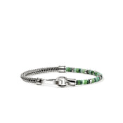 Heishi Chain Bracelet, Sterling Silver, Hardstones, Emeralds|BUS9012521MHQZATR