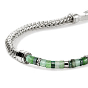 Heishi Chain Bracelet, Sterling Silver, Hardstones, Emeralds|BUS9012521MHQZATR