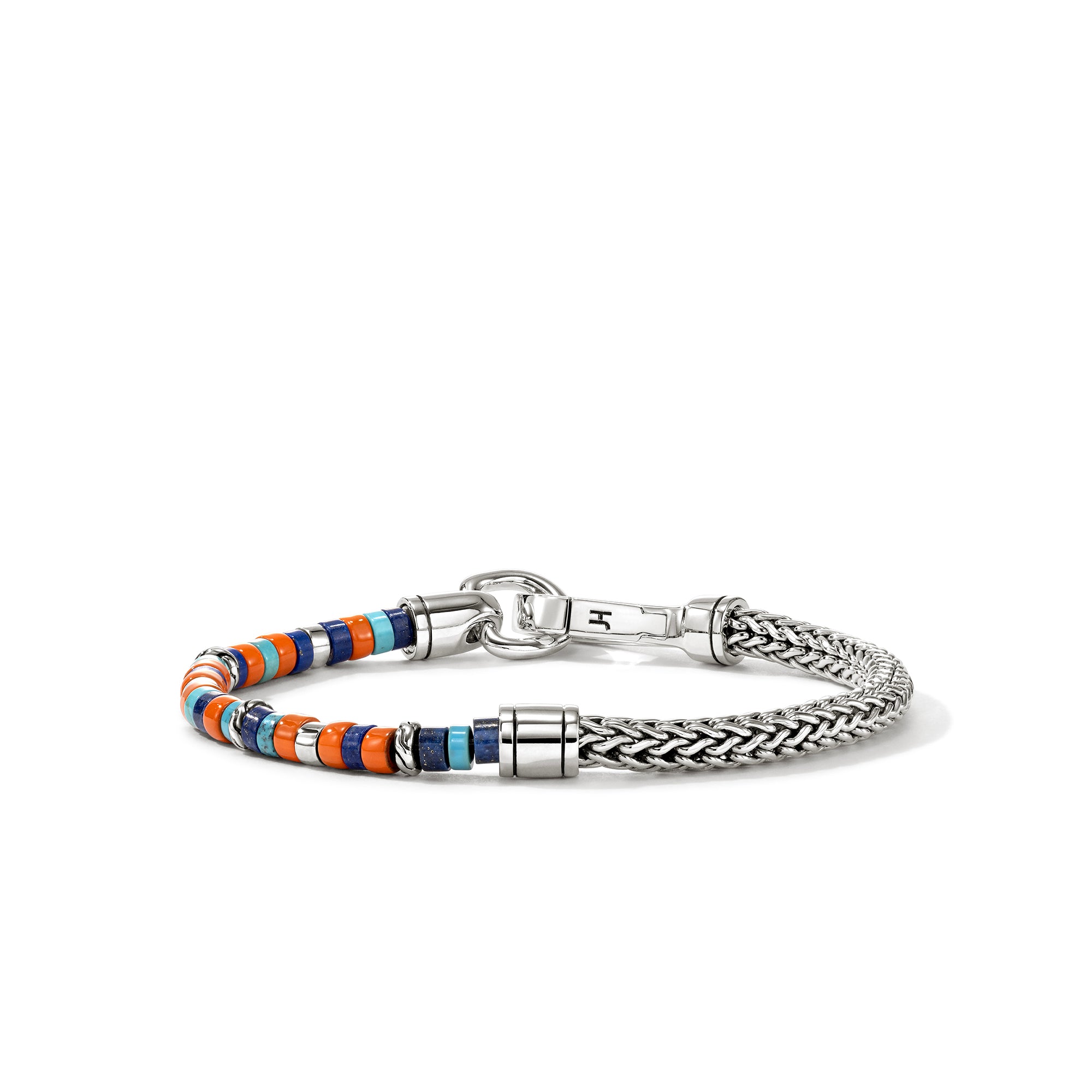 Heishi Chain Bracelet, Sterling Silver, Hardstones, 4MM
