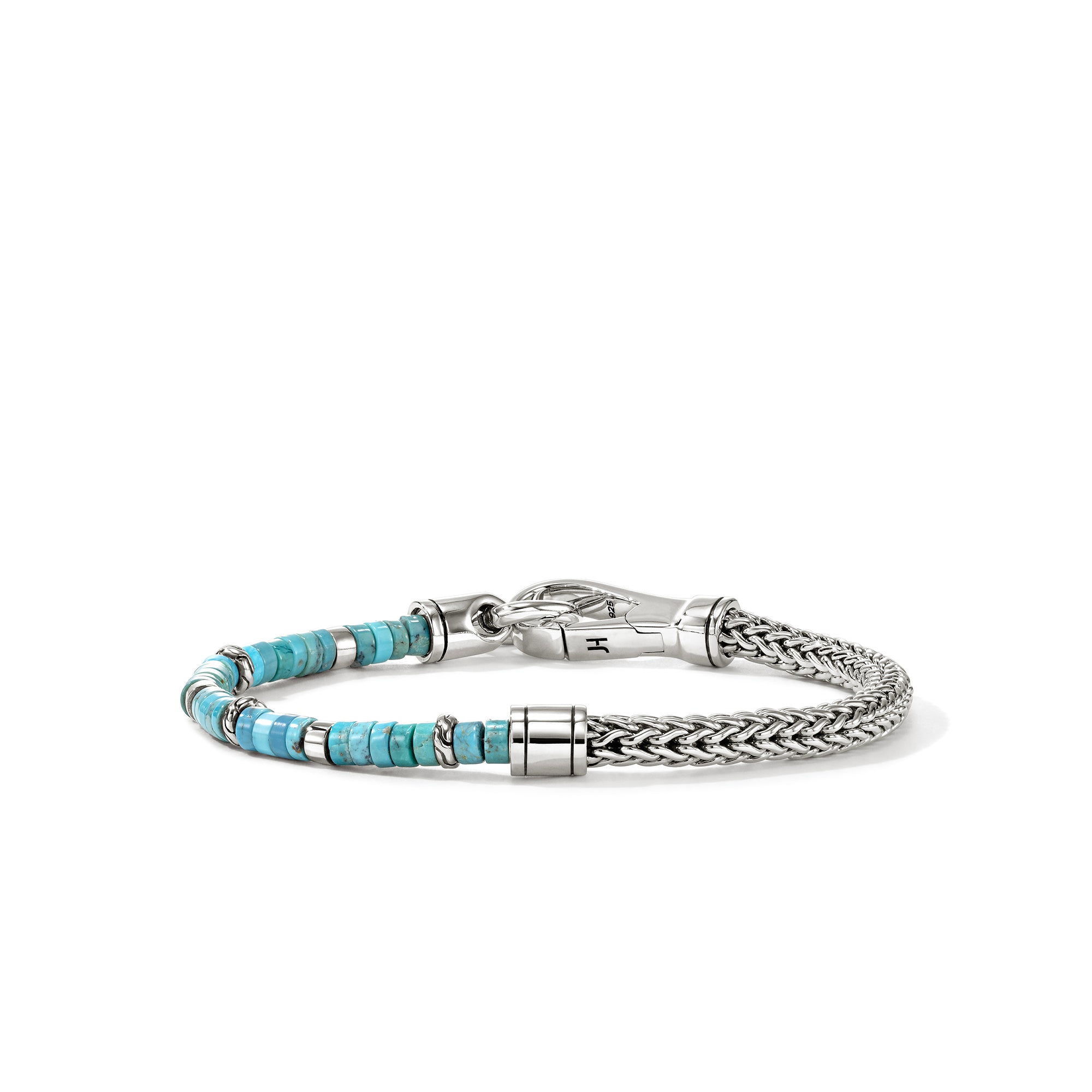 Heishi Chain Bracelet, Sterling Silver, Hardstones, 4MM