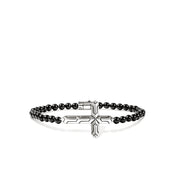 Icon 50 Cross Bracelet, Sterling Silver, Black Onyx, 4MM|BUS972181BON