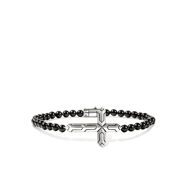Icon 50 Cross Bracelet, Sterling Silver, Black Onyx, 4MM – John Hardy