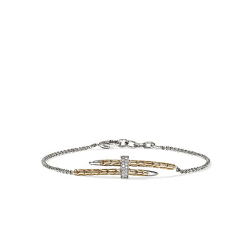 Spear Station Bracelet, Gold, Sterling Silver, Diamonds|BUZZP989572DI