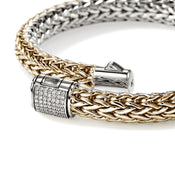 Icon Bracelet, Reversible, Gold, Sterling Silver, Diamonds, 7.5MM|BUZZP9904002RVDI