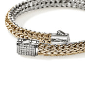 Icon Bracelet, Reversible, Gold, Sterling Silver, Diamonds, 6.5MM|BUZZP9909042RVDI