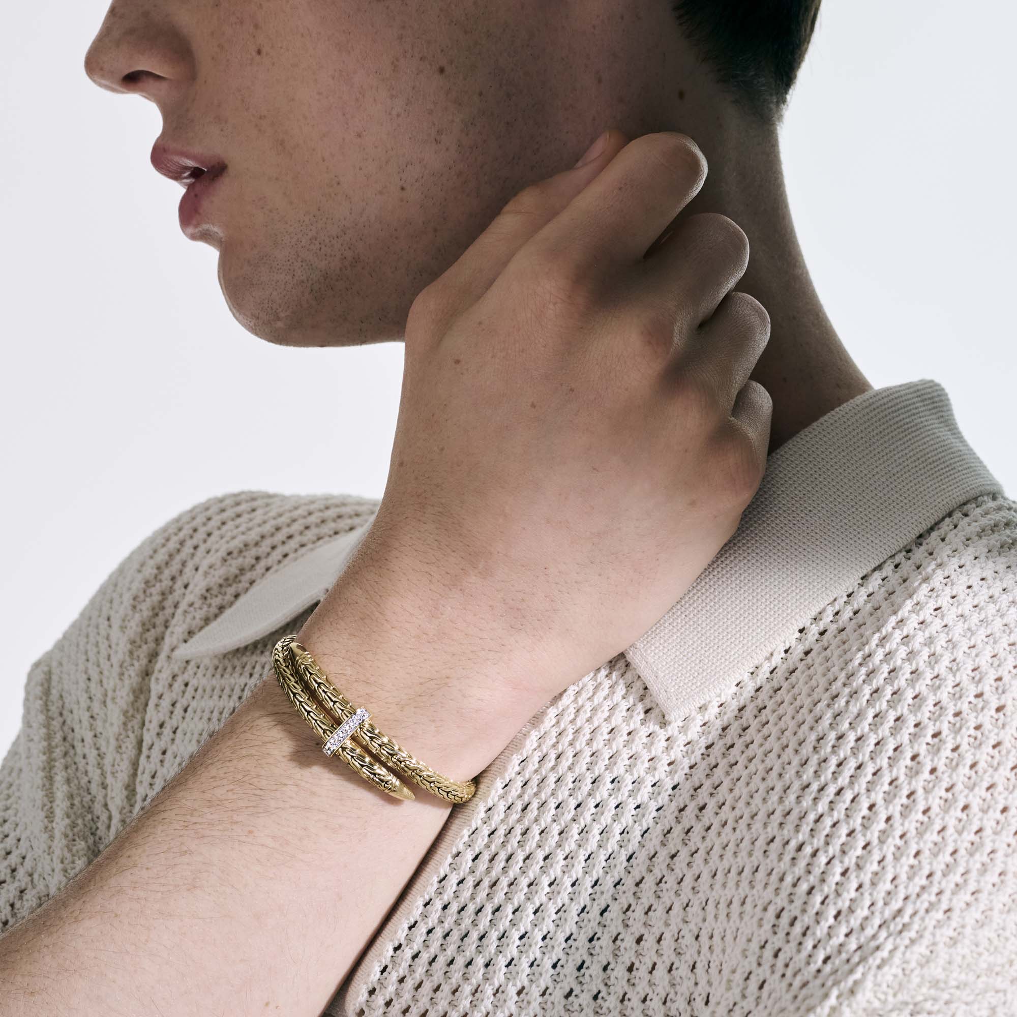 Spear Flex Cuff, Gold, Diamonds, 5.5MM|CGGX9011072DI – John Hardy