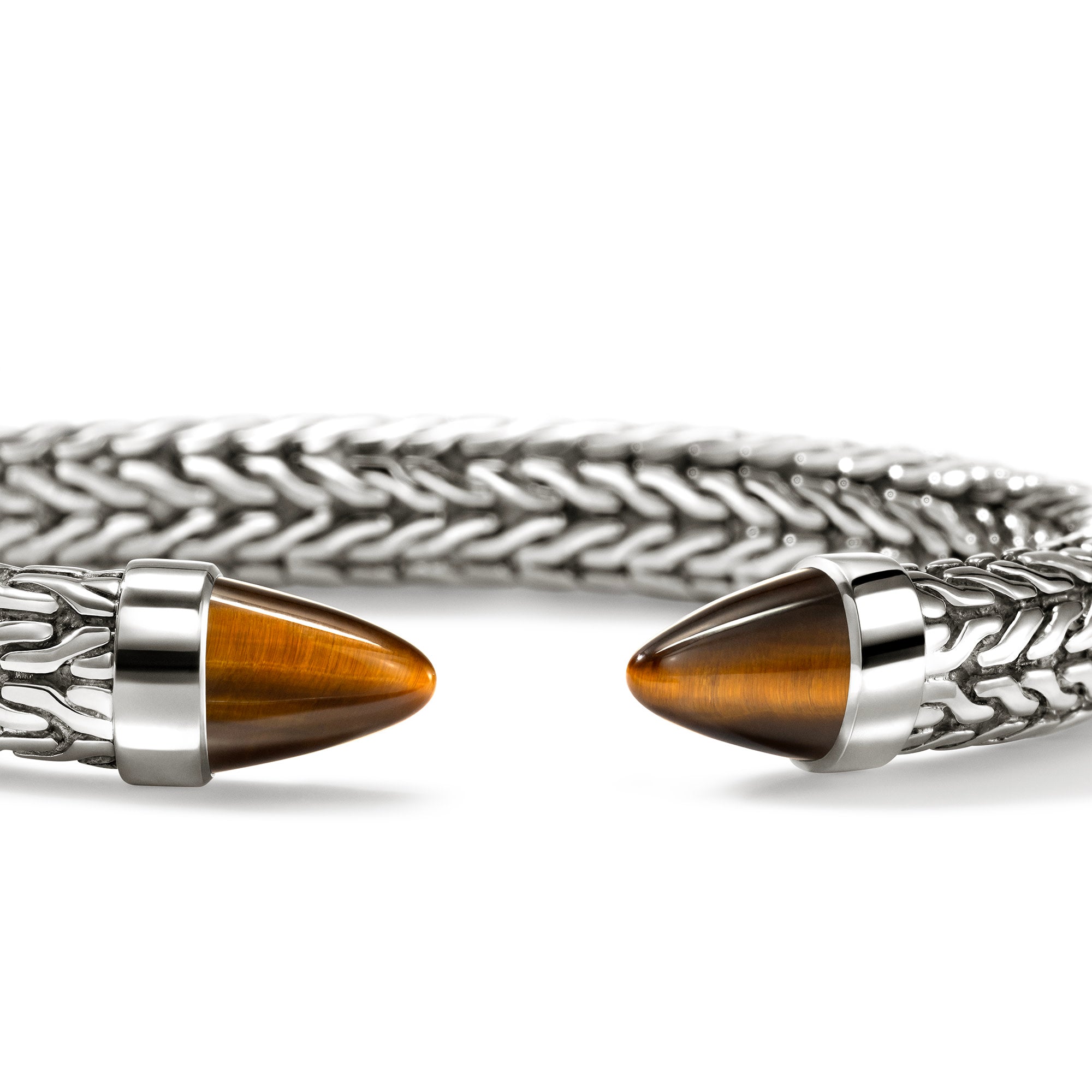 Spear 50 Flex Cuff, Sterling Silver, Tiger Eye – John Hardy