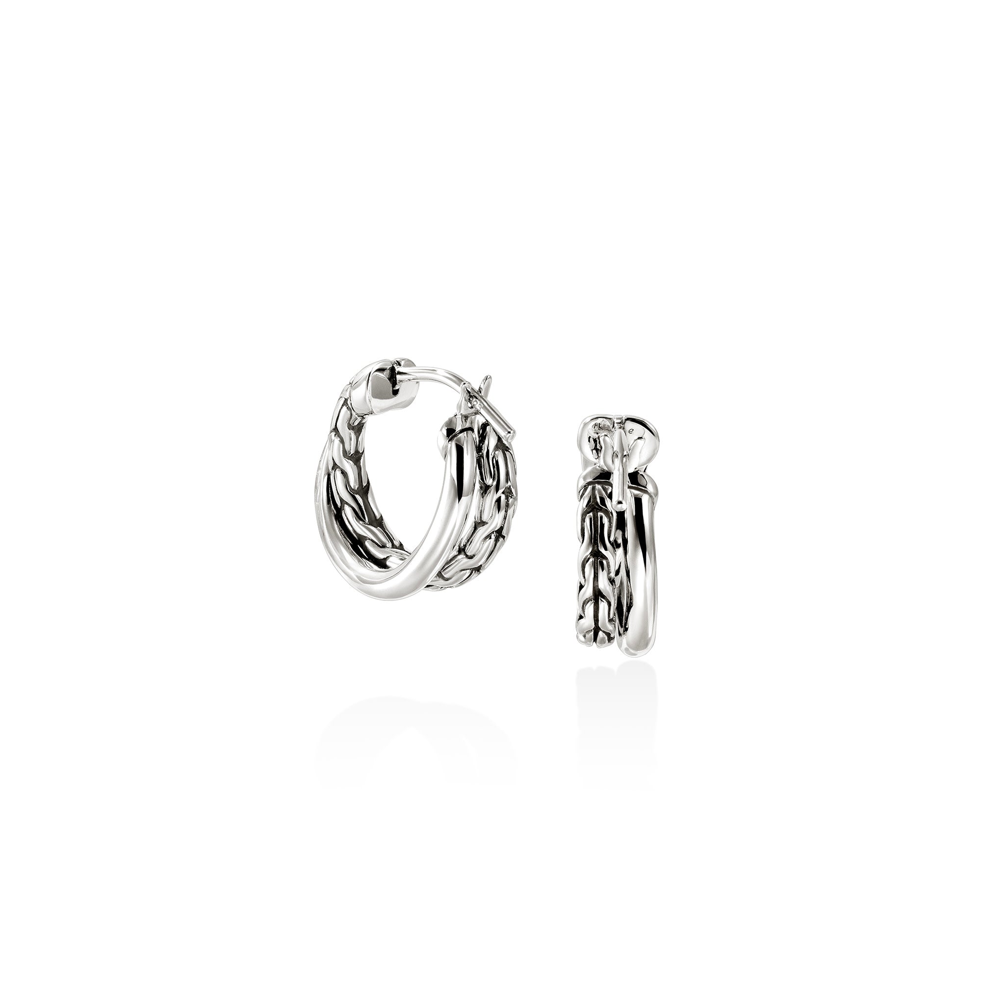 JH Essential Crossover Hoop Earring, Sterling Silver, 14.5MM