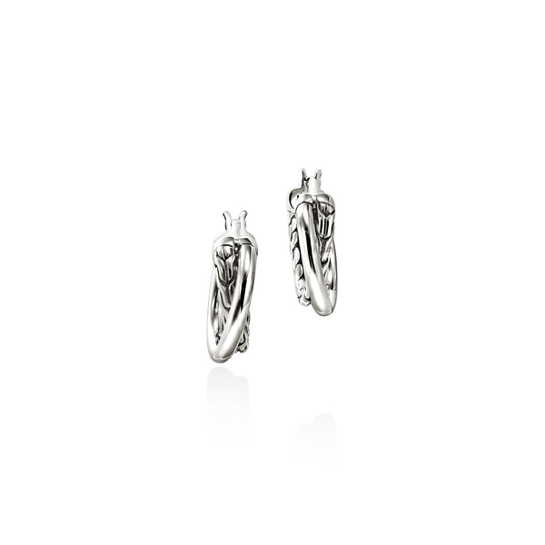 JH Essential Crossover Hoop Earring, Sterling Silver, 14.5MM