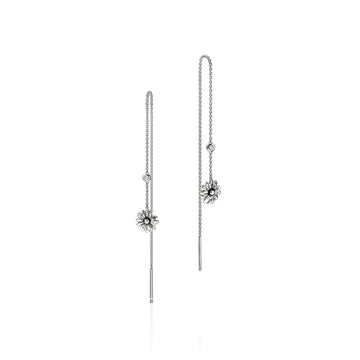 Wildflower Drop Chain Earrings, Sterling Silver, Lab Grown Diamond, .04TCW|EBP430522LGDN