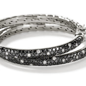 JH Essentials Hoop Earring, Sterling Silver, Black Sand Diamond Pavé, 30.5MM|EBP987212MDI