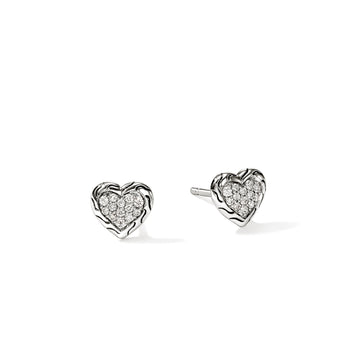 JH Essential Heart Stud Earrings, Sterling Silver, Diamonds|EBP989662DI