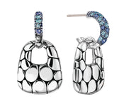 Door Knocker Hoop Drop Earrings with Swiss Blue Topaz and Iolite|EBS2326LO