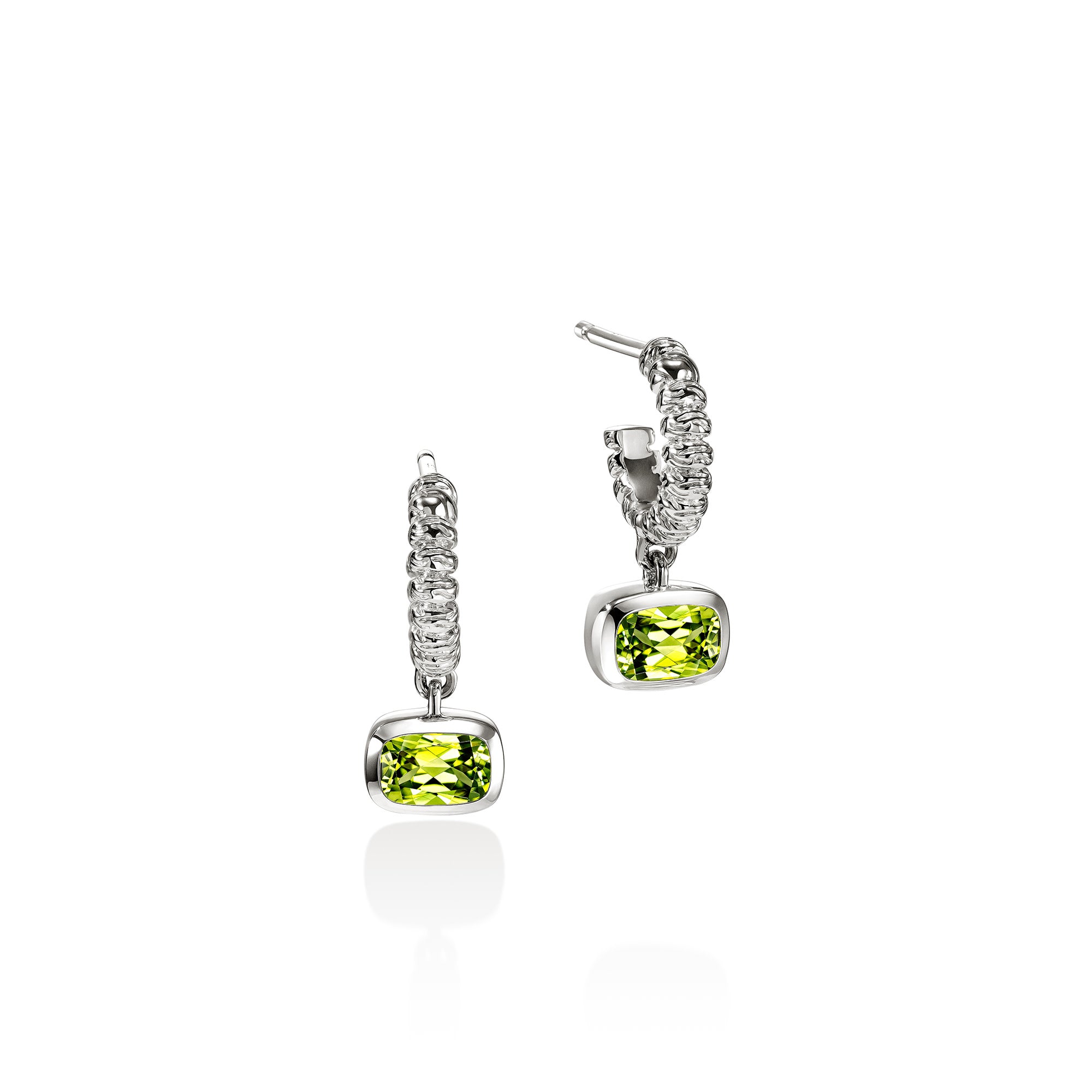 Heishi Gem Earrings, Sterling Silver, Peridot|EBS290341PE