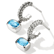 Heishi Gem Earrings, Sterling Silver, Swiss Blue Topaz|EBS290341SBT