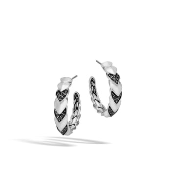 Naga Hoop Earring with Black Sapphire, Black Spinel