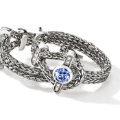Icon Hoop Earrings, Sterling Silver, Tanzanite, Diamonds, 21MM |EBS9732112TZDI
