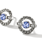 Icon Stud Earrings, Sterling Silver, Diamonds, Tanzanite|EBS9734812TZDI