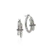 Spear Hoop Earrings, Sterling Silver, Black Sapphire, 22.5MM|EBS986744BLS