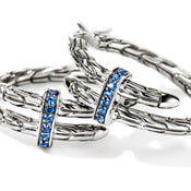 Spear Hoop Earrings, Sterling Silver, Blue Sapphire, 22.5MM|EBS986744BSP