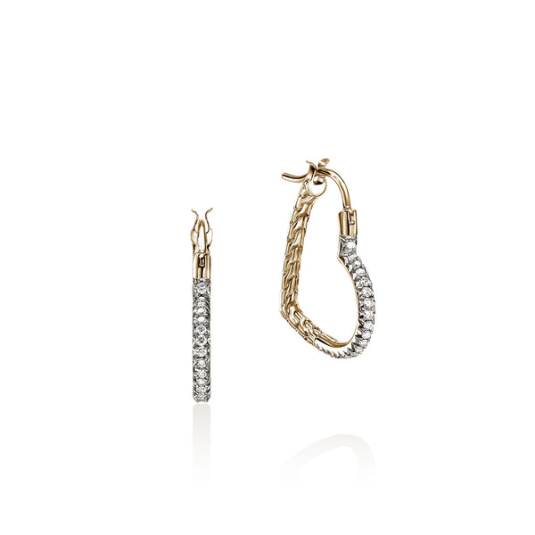 JH Essential Heart Hoop Earrings, Gold, Diamonds, 22MM – John Hardy