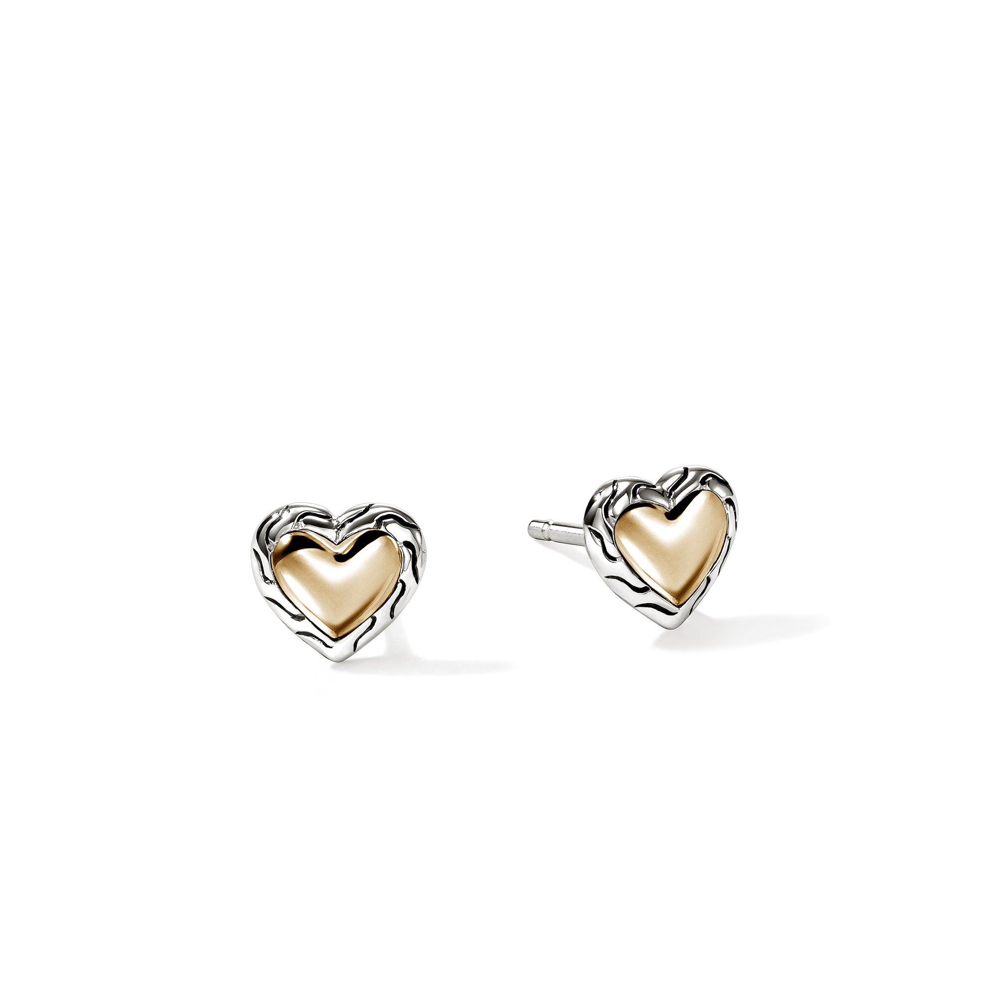 JH Essential Heart Stud Earrings, Gold, Sterling Silver – John Hardy