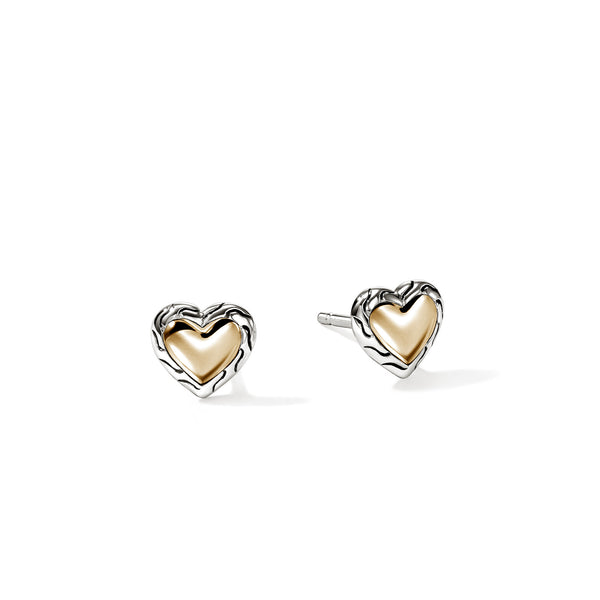 HEART SILVER EARRINGS 金 JH Essential Heart Stud Earrings, Gold, Sterling Silver – John Hardy