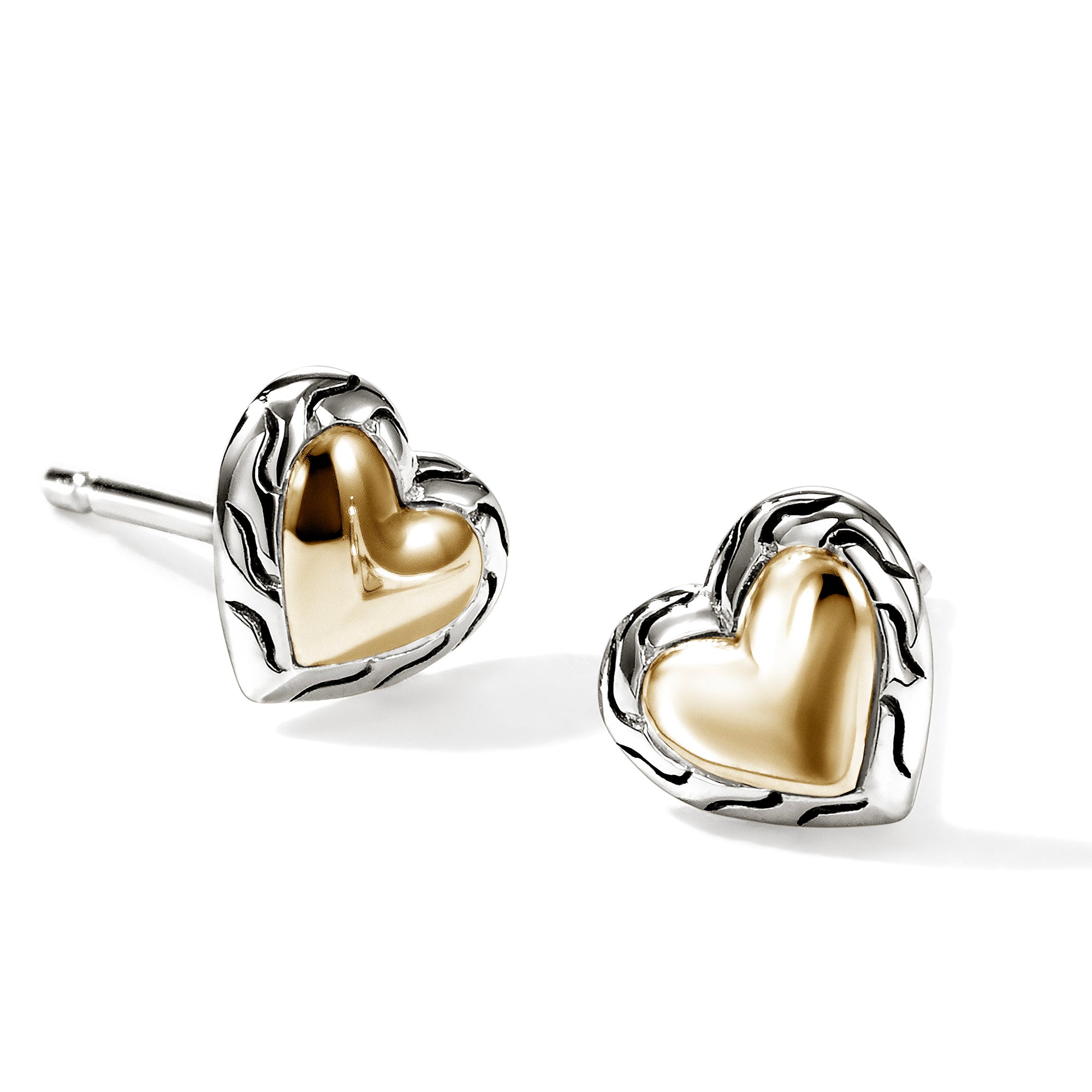 HEART SILVER EARRINGS 金 JH Essential Heart Stud Earrings, Gold, Sterling Silver – John Hardy