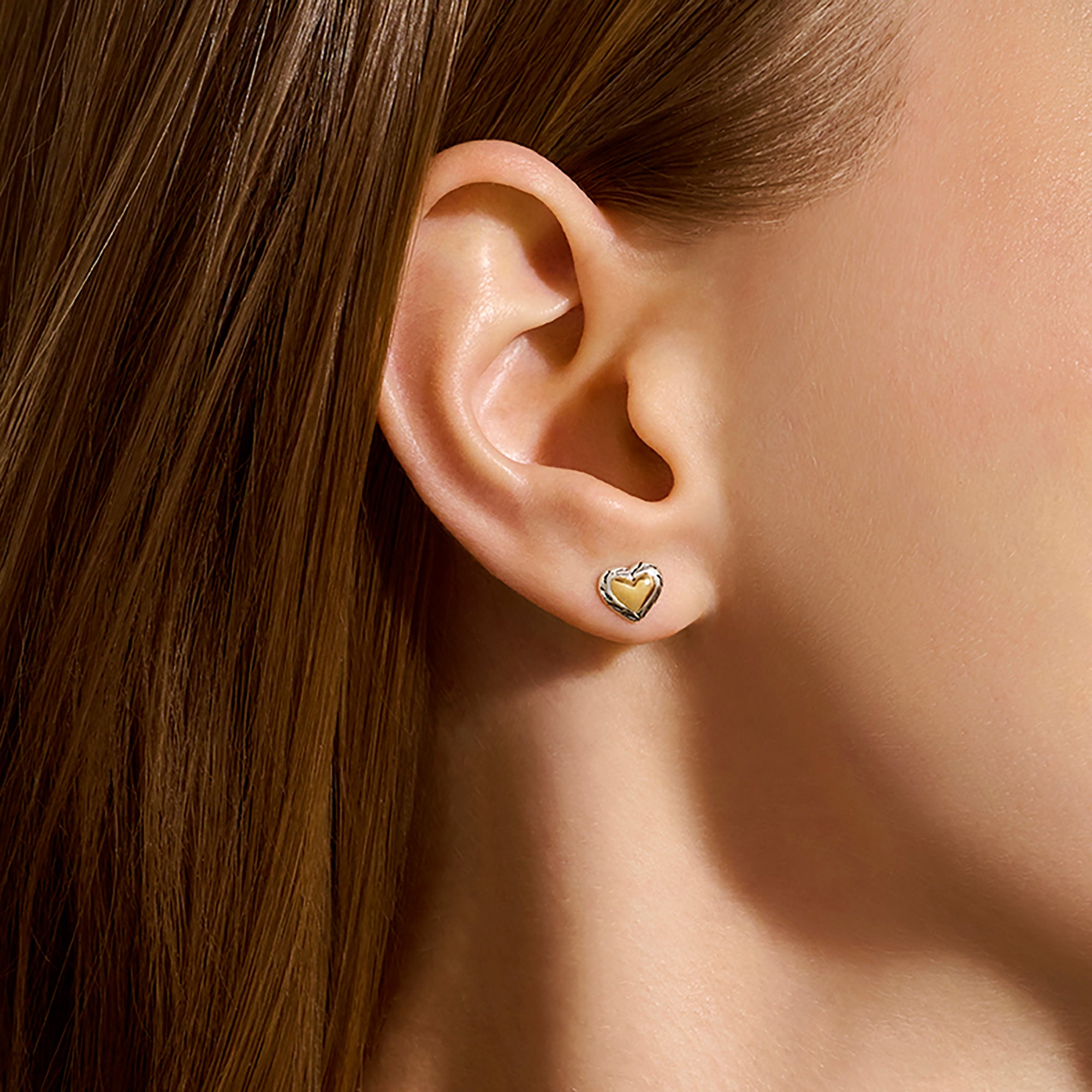 JH Essential Heart Stud Earrings, Gold, Sterling Silver – John Hardy