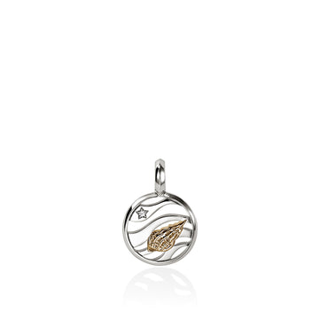 Seashell Talisman Charm, Gold, Sterling Silver, Diamonds|HZZP973102DI