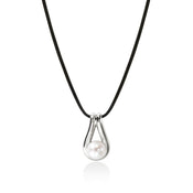 Surf Pendant Necklace, Sterling Silver, Leather, Pearl|NB8950111BL