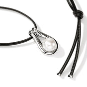Surf Pendant Necklace, Sterling Silver, Leather, Pearl|NB8950111BL