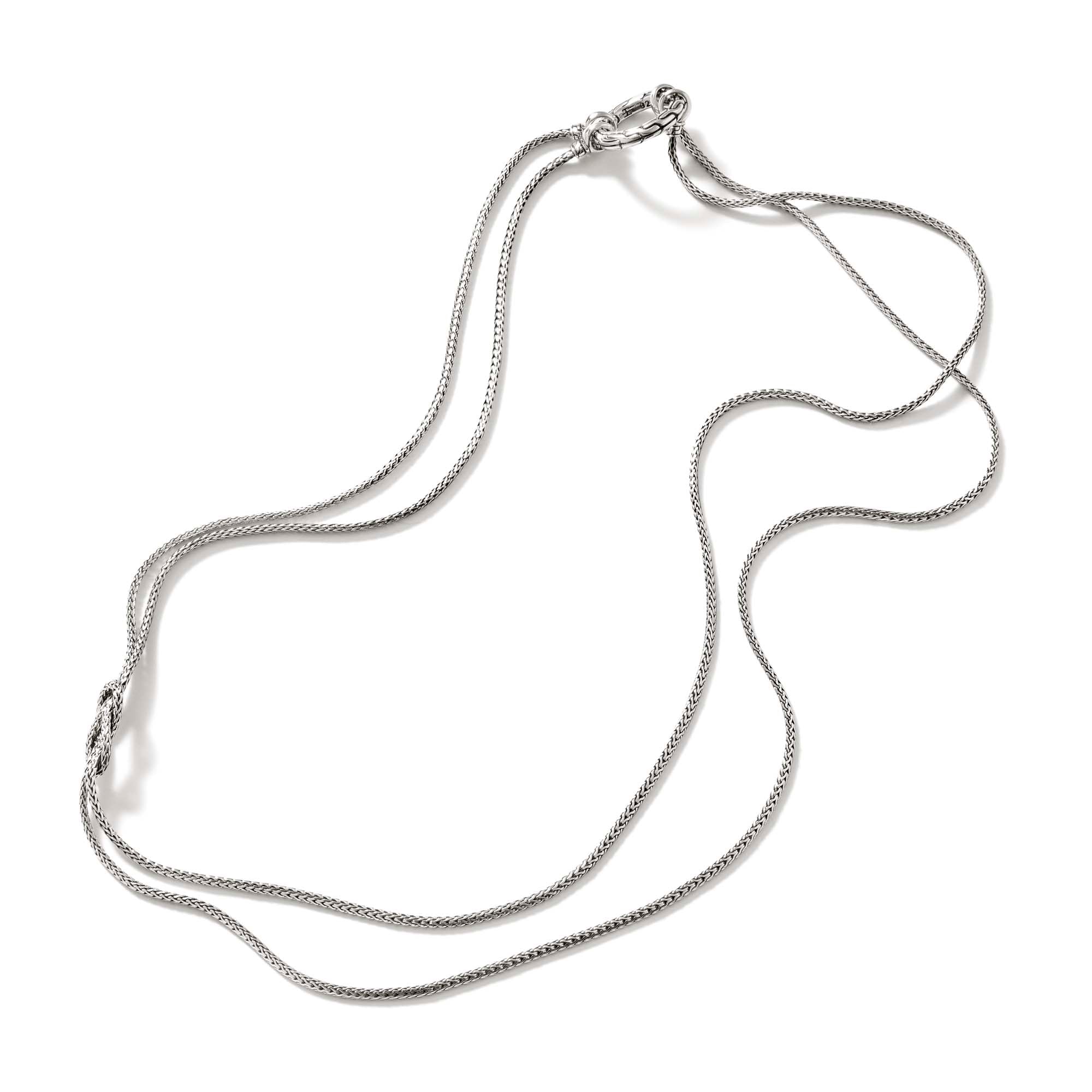 ❤︎ M ❤︎ Love Knot Convertible Necklace, Silver, 3.6MM|NB900908