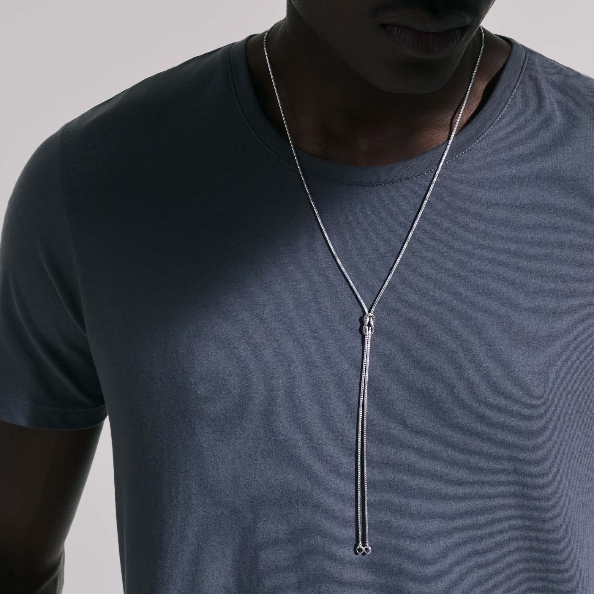 ❤︎ M ❤︎ Love Knot Convertible Necklace, Silver, 3.6MM|NB900908