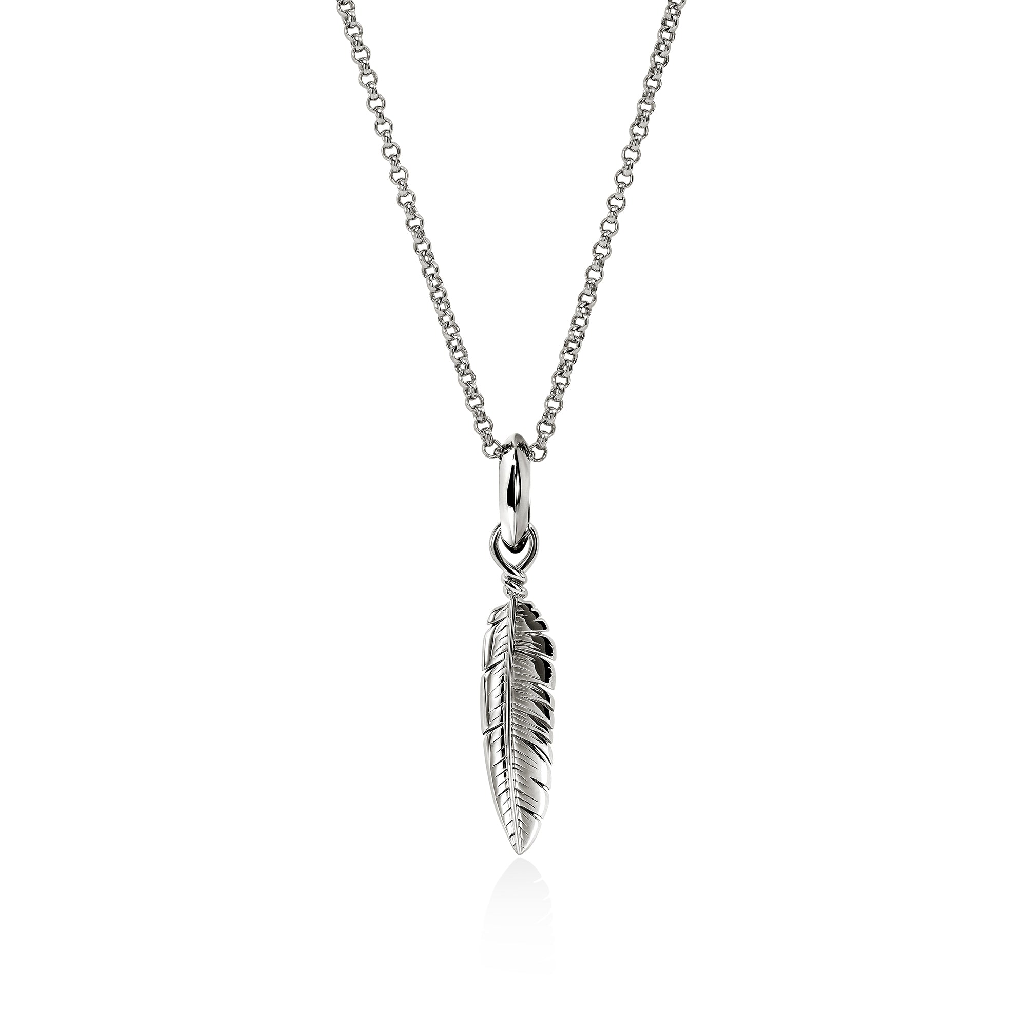 Feather Talisman Necklace, Sterling Silver, Diamonds|NBP9012092DI