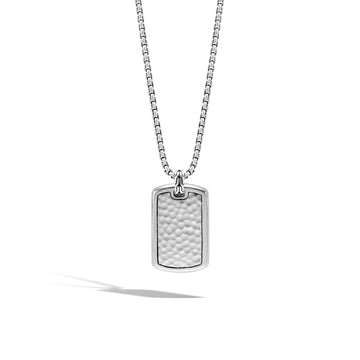 Classic Chain Large Hammered Dog Tag Necklace|NB97166