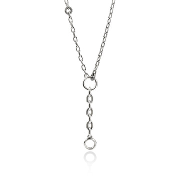 Oval Link Charm Ring Necklace, Sterling Silver, 5MM|NB97311