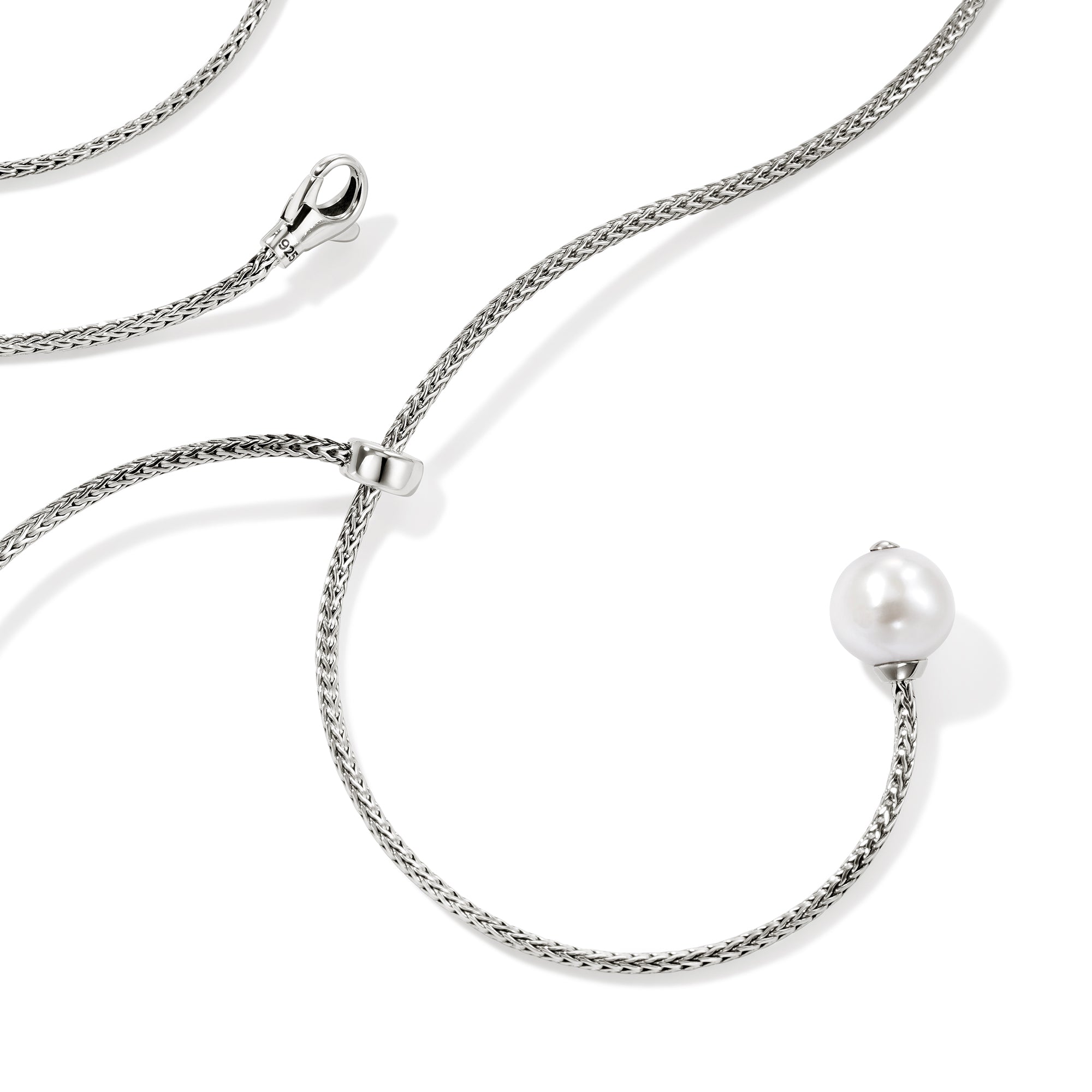 JH Essential Pearl Lariat Necklace, Sterling Silver, 1.8MM