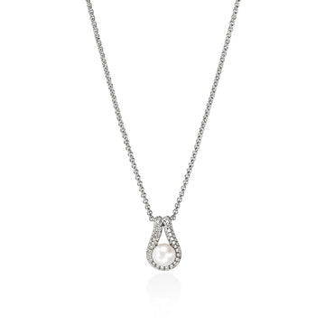 Surf Pendant Necklace, Sterling Silver, Pearl, Diamonds|NBP895452DI