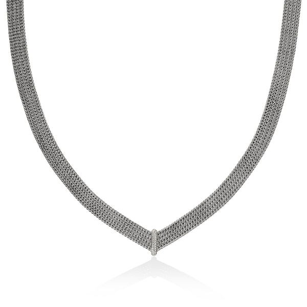 Icon Link Necklace, Sterling Silver, Diamonds, 12MM – John Hardy