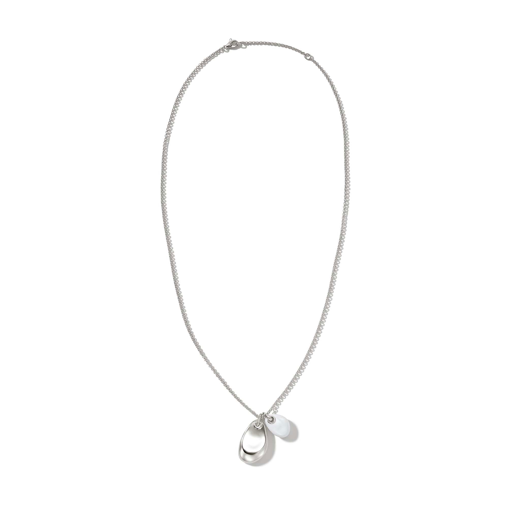 Pebble Duo Necklace, Silver, Diamonds|NBP9011052WHDI – John Hardy