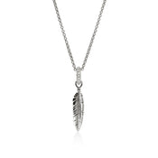 Feather Talisman Necklace, Sterling Silver, Diamonds|NBP9012092DI