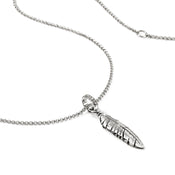 Feather Talisman Necklace, Sterling Silver, Diamonds|NBP9012092DI
