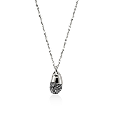 Pebble Necklace, Sterling Silver, Black Sand Diamond Pavé|NBP90124422BRDMDI