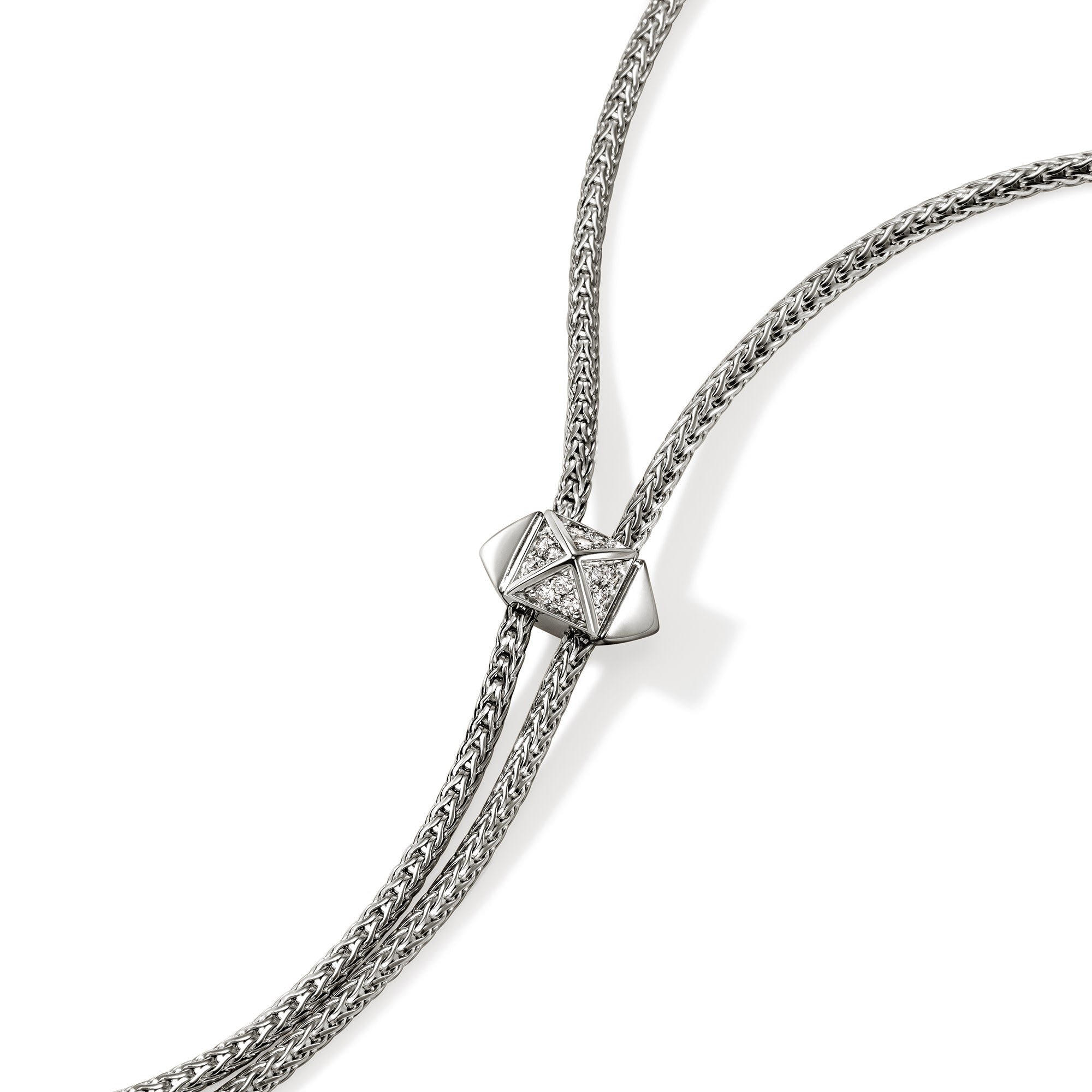 Icon Stud Lariat Necklace, Sterling Silver, Diamonds, 1.8MM – John