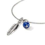 Feather Talisman Necklace, Sterling Silver, Diamonds, Hardstone|NBP989042LPZDI